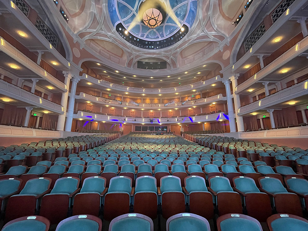 Installed Canto USA RETRO Series components inside a Charleston Gaillard Center houselight